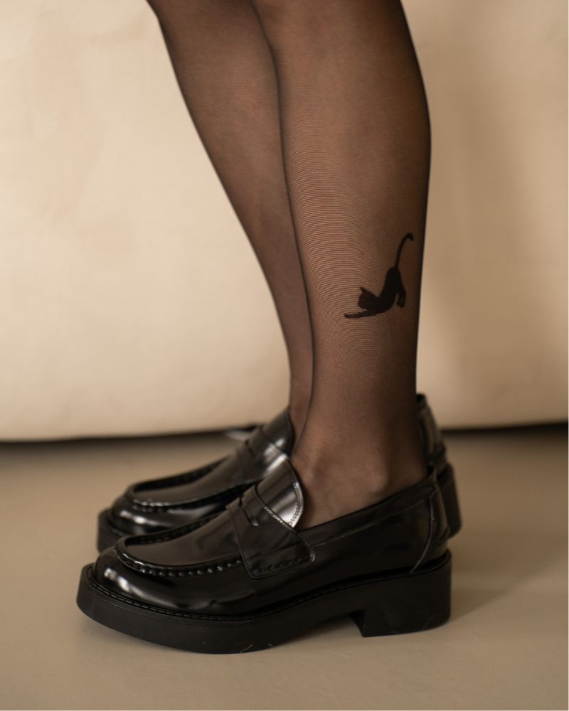 Collant Gatta neri con fantasia gatto, parte del bundle collant personalizzato.