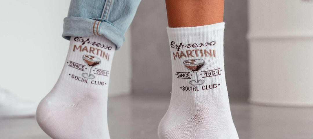 White socks with espresso martini pattern - SPANTIES