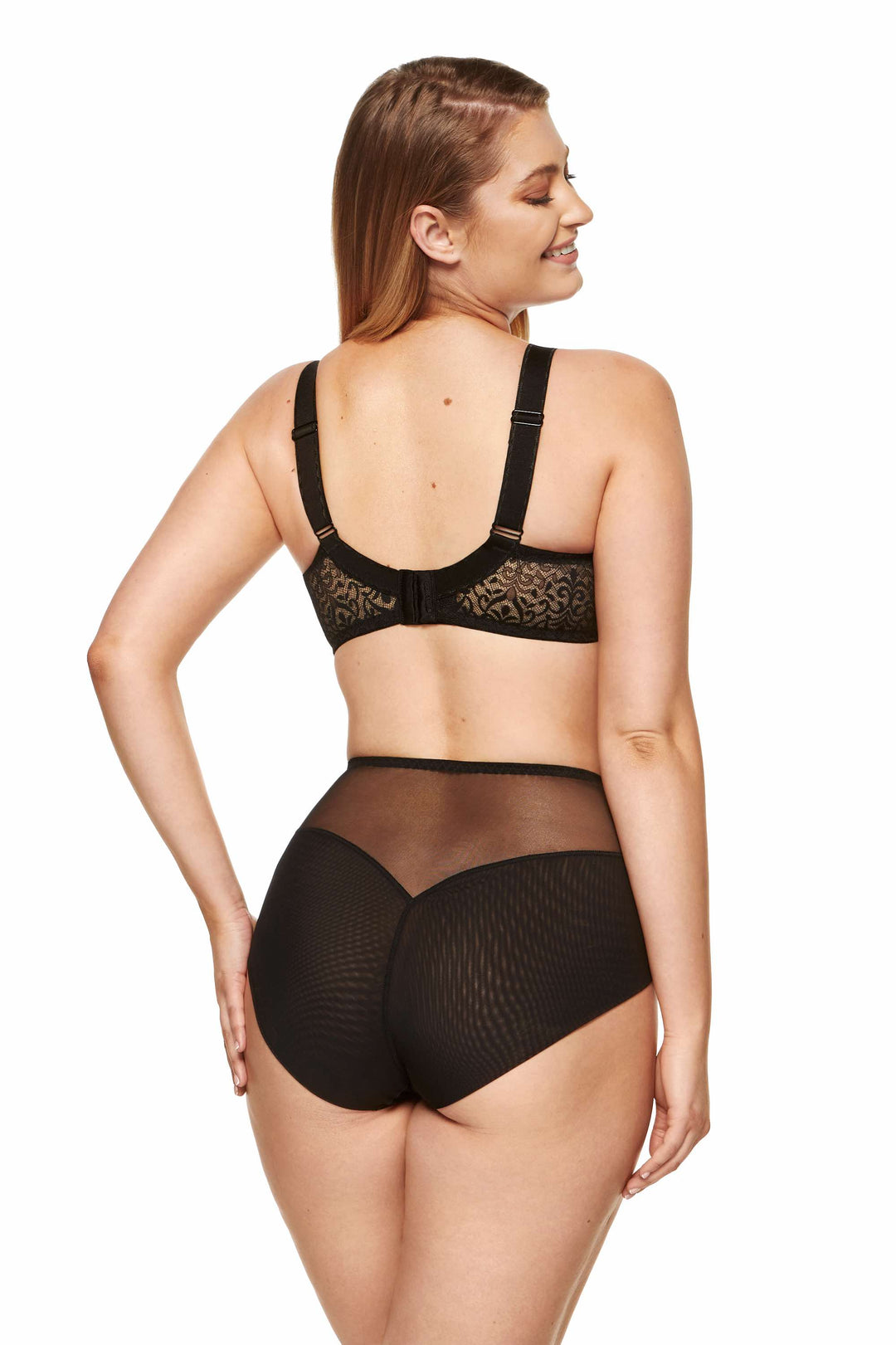 Gabi Black Lace High Waist Shaping Panty Sheer Lingerie