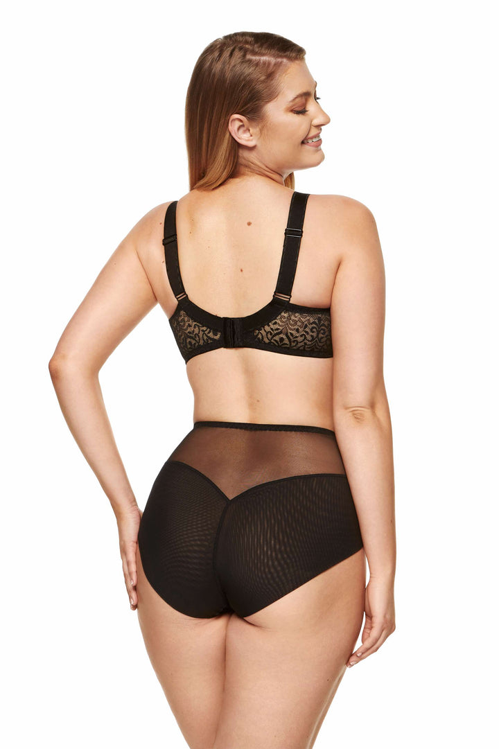 Gabi Black Lace High Waist Shaping Panty Sheer Lingerie