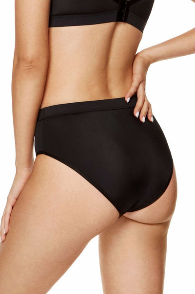 Merida black panty, back view showing the smooth seat and wide flat waistband.