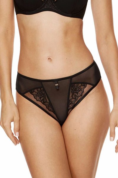 Madame panty with floral embroidery, sheer tulle design, and OEKO-TEX® cotton crotch for breathable comfort and everyday elegance