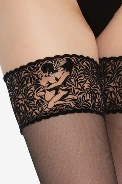 Calze Ars Amandi Hold Ups Pat. 01 – decorative hold up stockings, front detail
