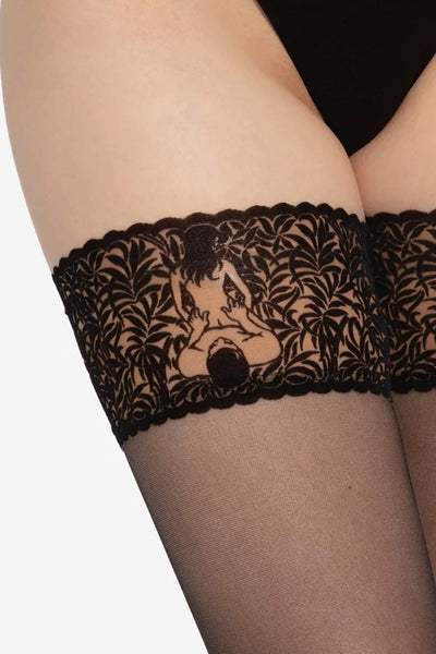 Calze Ars Amandi Hold Ups Pat. 02 – decorative hold up stockings, front detail