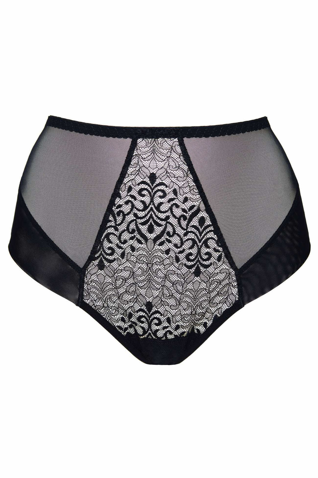 Gabi Black Lace High Waist Shaping Panty Sheer Lingerie