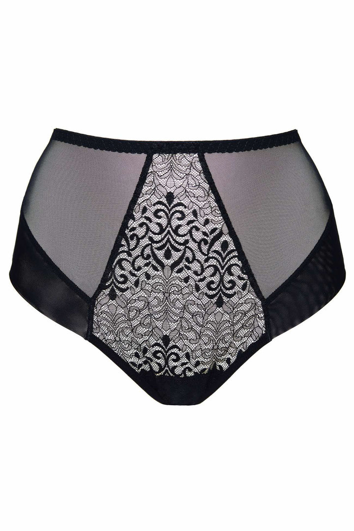 Gabi Black Lace High Waist Shaping Panty Sheer Lingerie