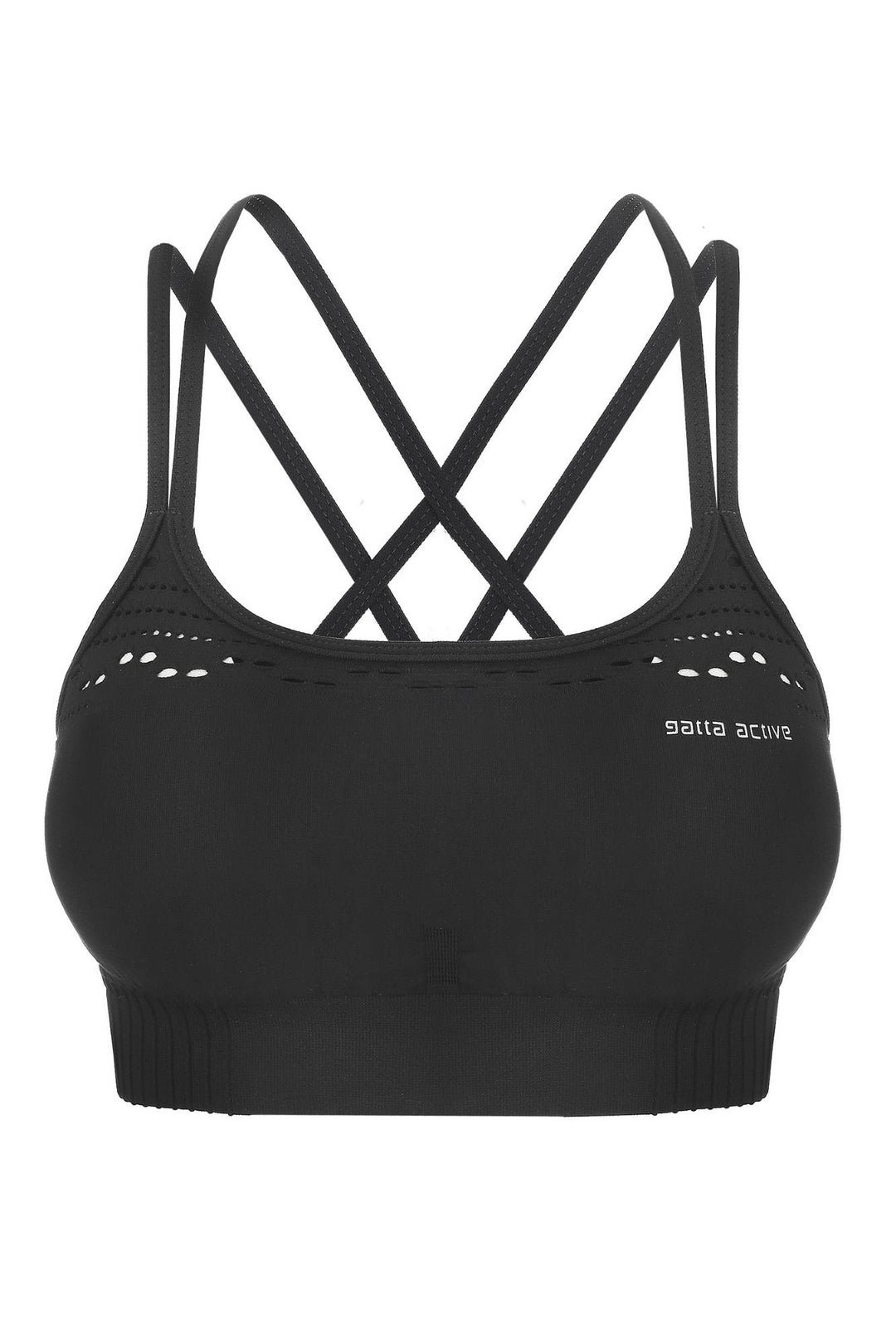 Hero shot of black cropped seamless sports bra