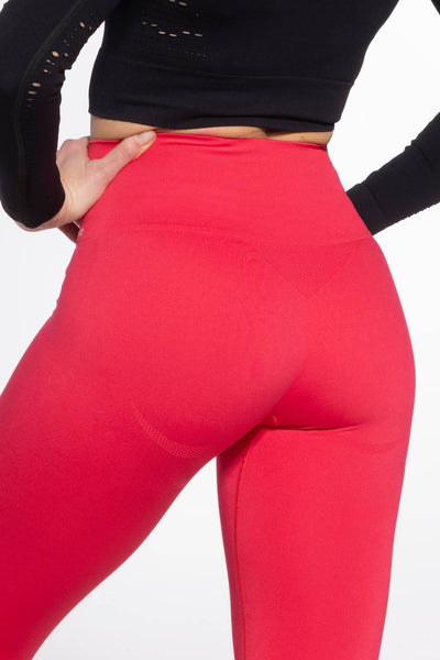 Back detail of GATTA Active Seamless Leggings teaberry – ribbed texture and compression fit
