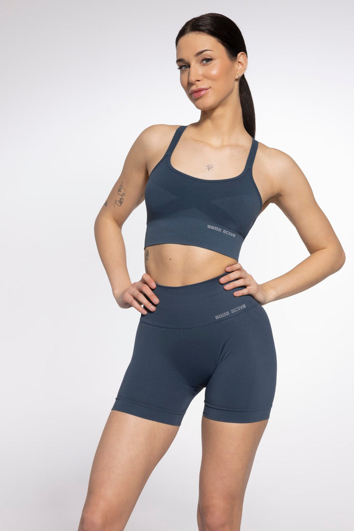 Gatta Active seamless sports bra in gibraltar sea blue – front view

