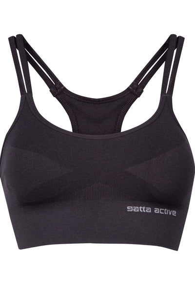 Gatta Active melange graphite sports bra – ghost mannequin front view
