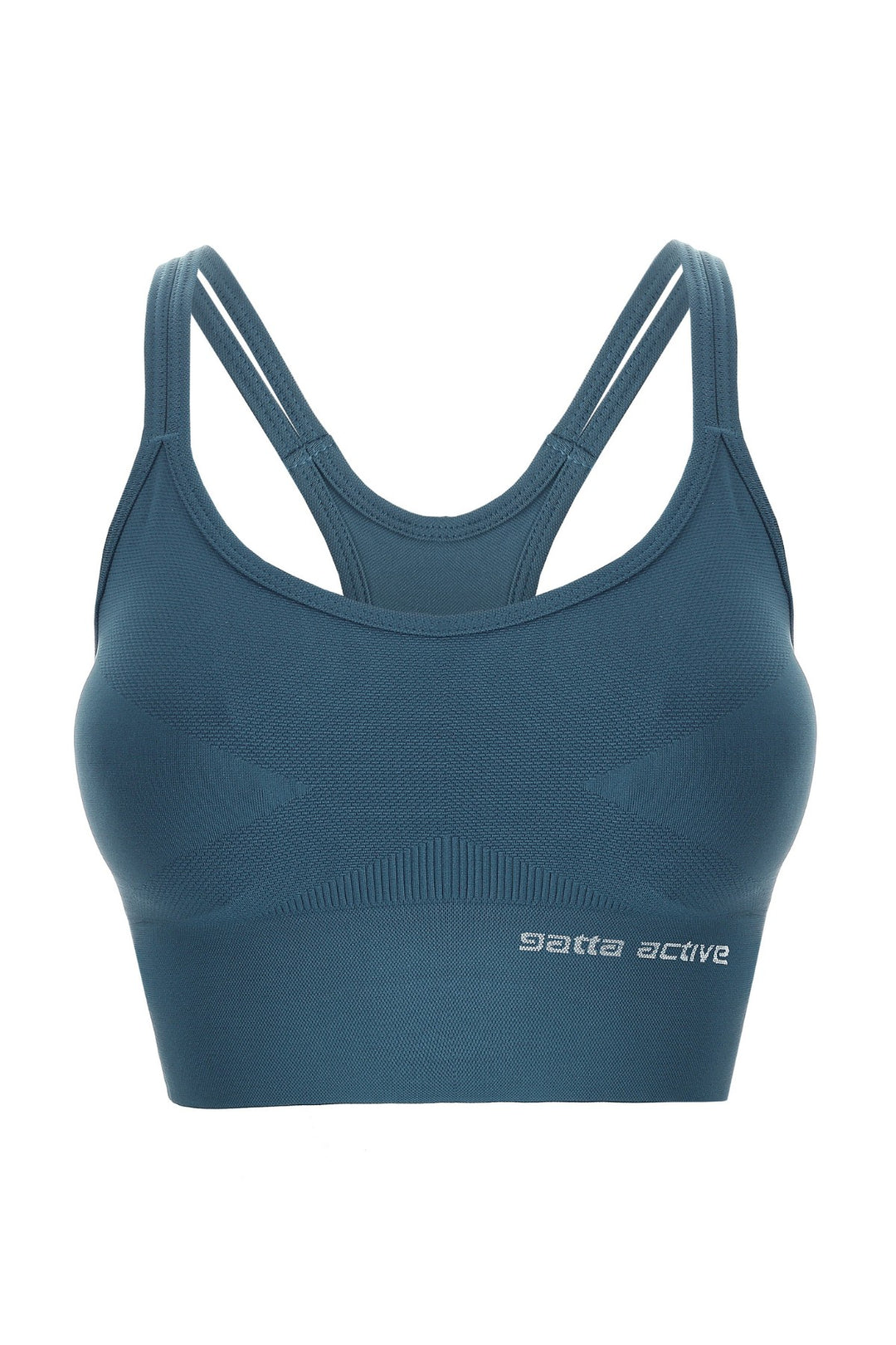 Gatta Active noble green sports bra ghost mannequin – rear cup and strap detail
