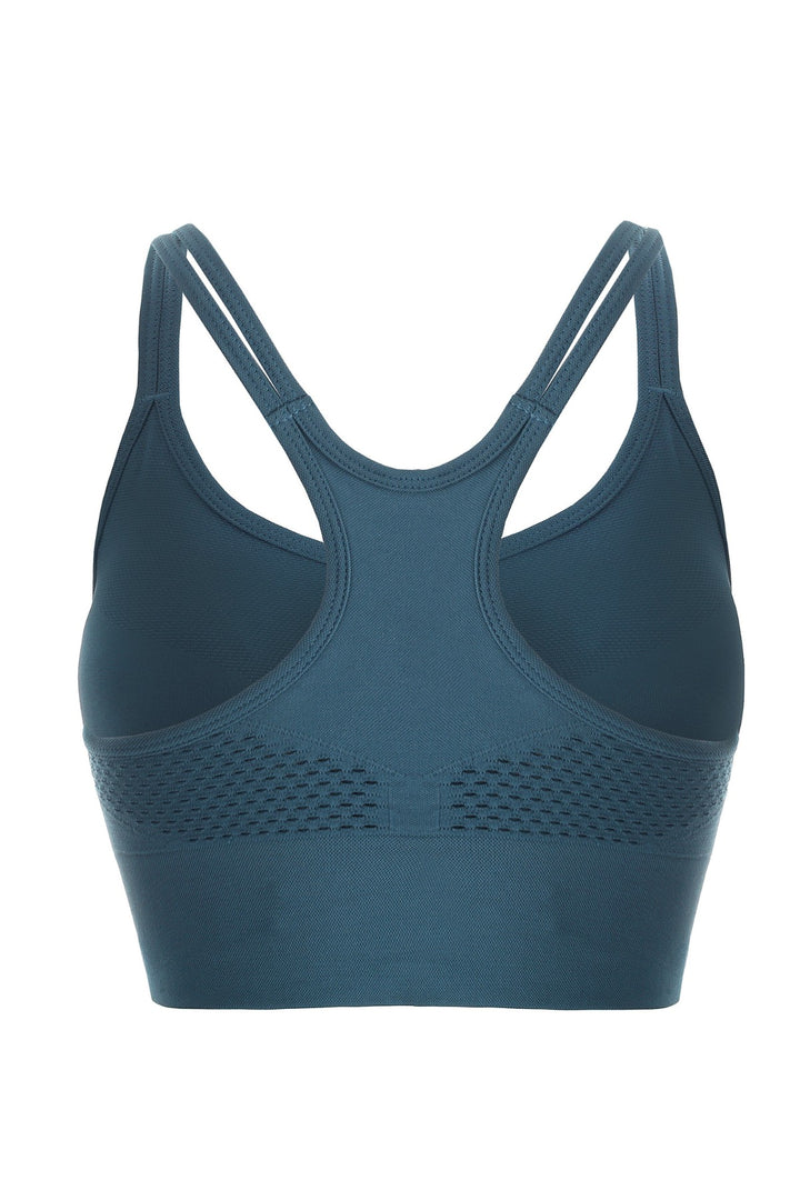 Gatta Active noble green seamless bra – ghost mannequin three-quarter view
