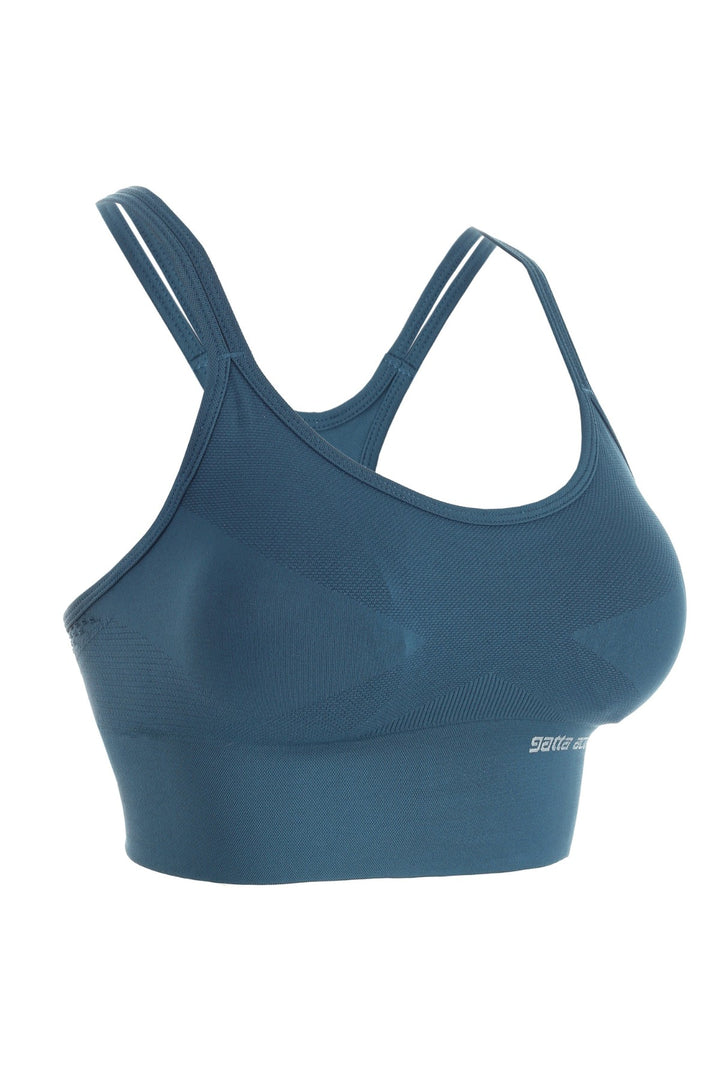 Gatta Active seamless sports bra in noble green – ghost mannequin front view
