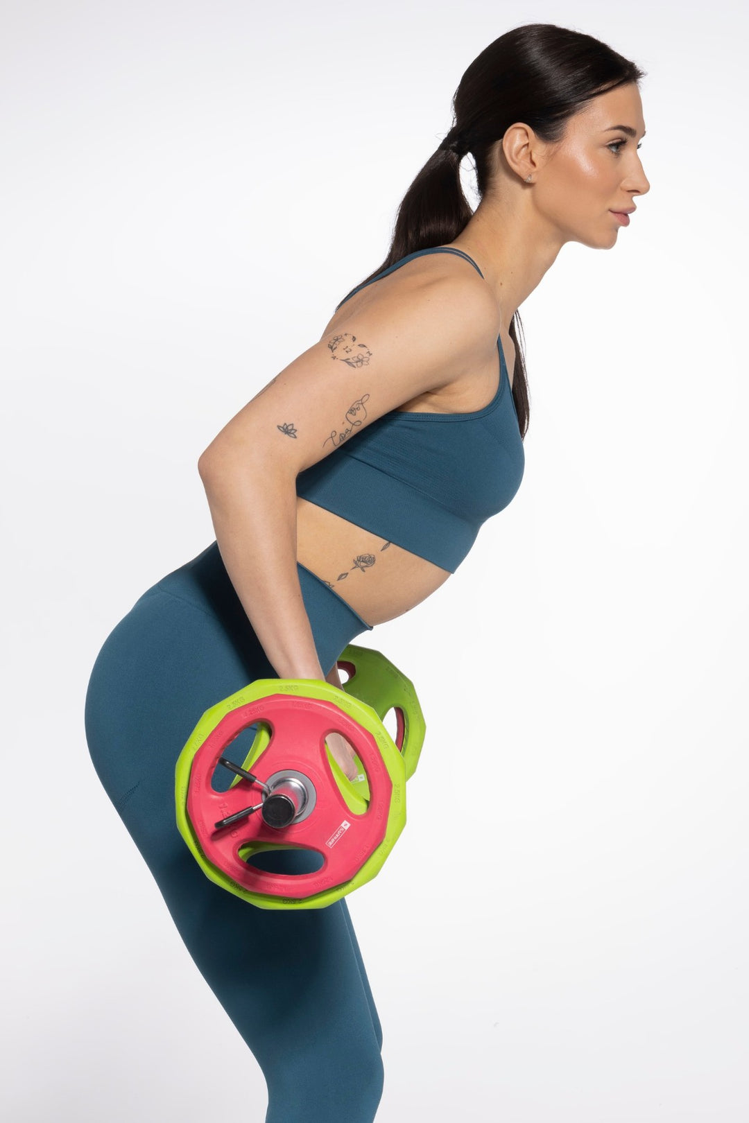 Second side view of Gatta Active sports bra in noble green
