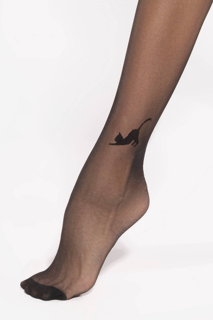 Gatta Gatto Cat Patterned Tights 20 DEN – Black