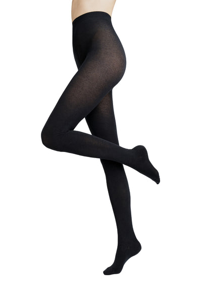 GATTA Touch of Silk nero black tights – side profile, warm and lightweight silk blend
