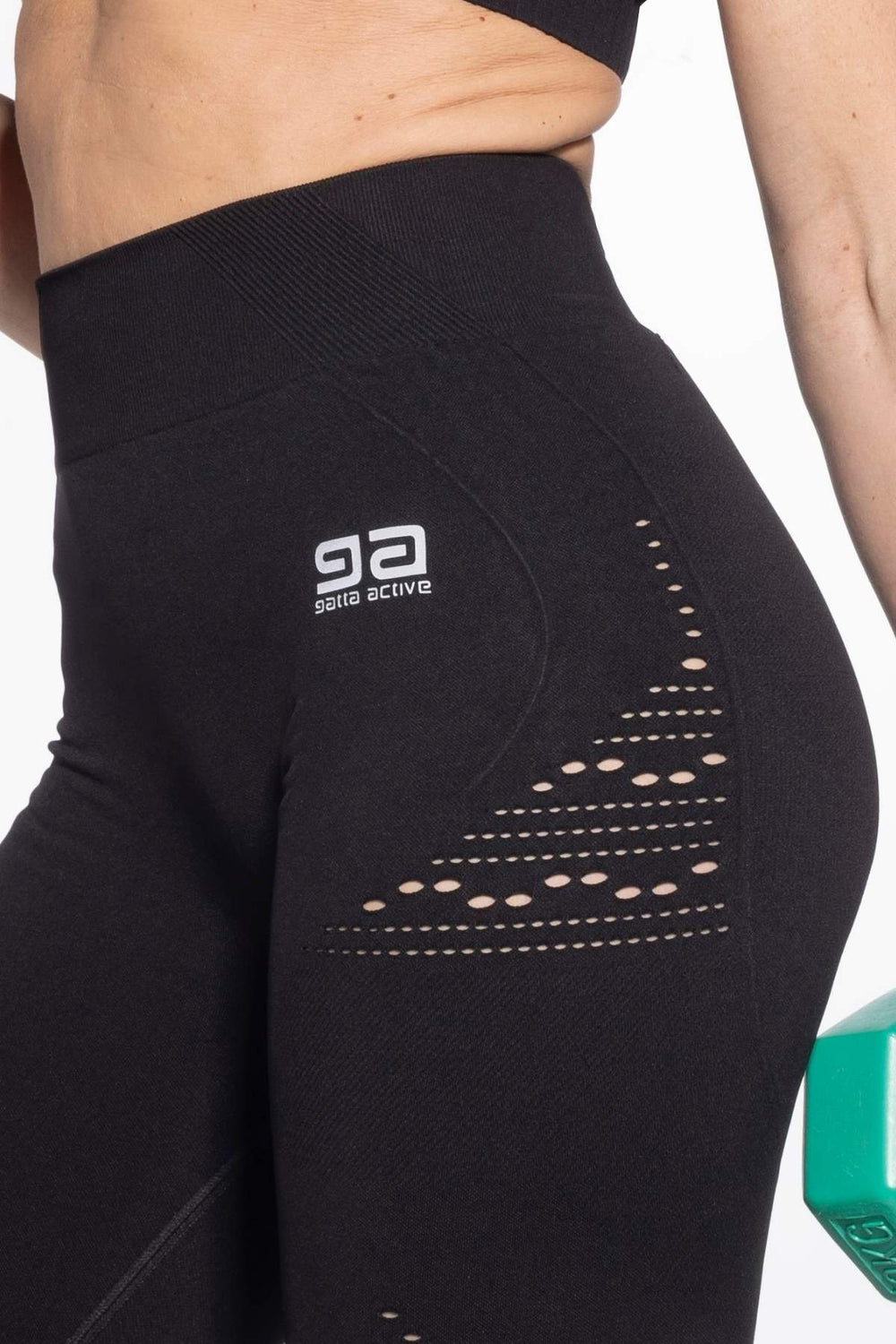 Black high-waist workout leggings full-length front

