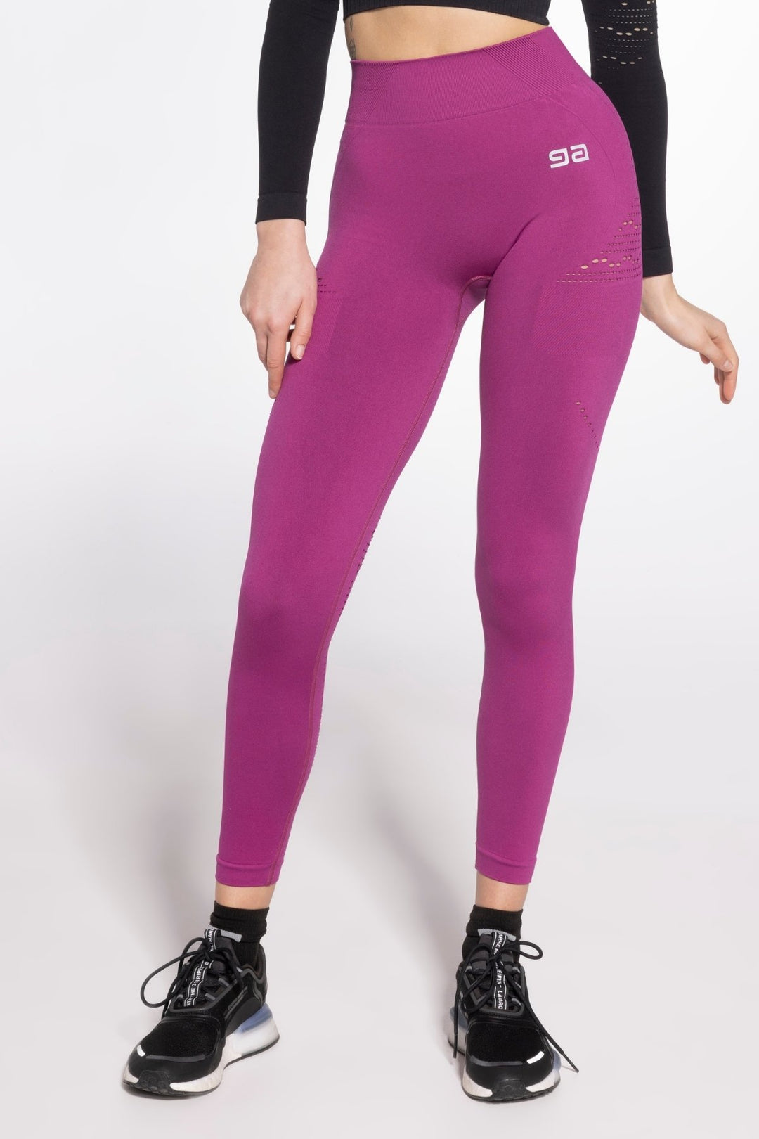 Jelly Berry seamless gym leggings front view, high waist
