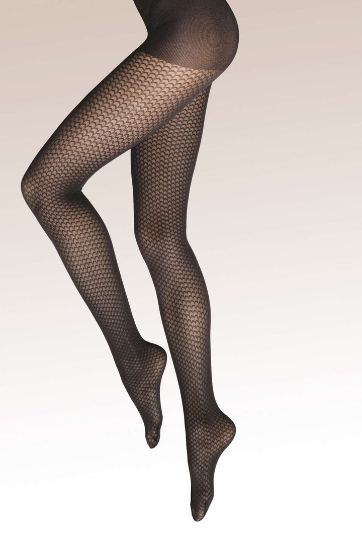 GATTA Lorien patterned tights 40 DEN Pat. 04, side view – Spanties Lingerie Dublin